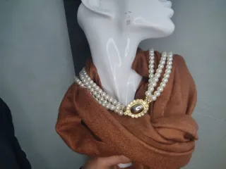 Collana vintage perle tre fili oro
