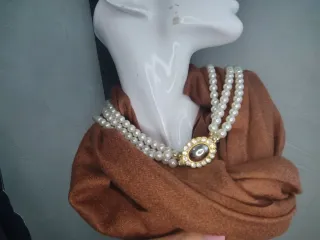 Collana vintage perle tre fili oro