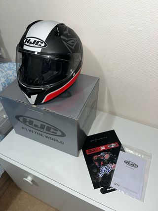 Casco HJC Moto Negro Rojo Blanco
