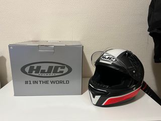 Casco HJC Moto Negro Rojo Blanco