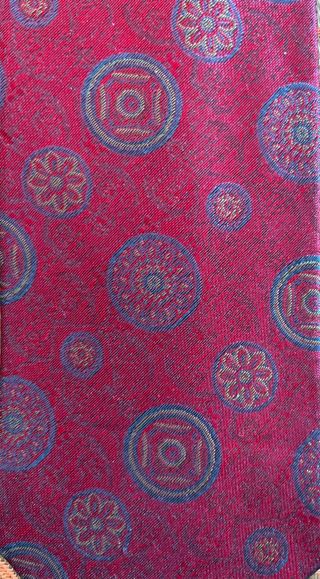 Cravatta bordeaux con fantasia cerchi blu