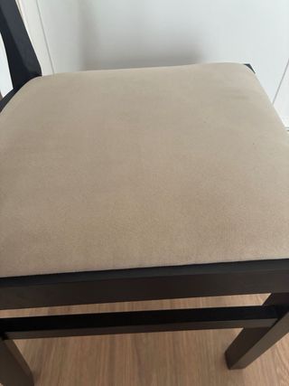 4 Sillas Comedor Madera Tela Beige Negro