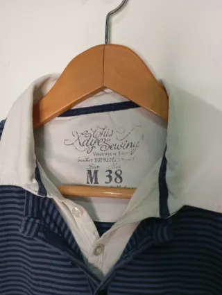 Polo Manga Larga Estilo Rugby - Azul Marino/Blanco