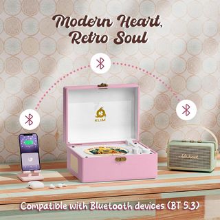 Lettore CD Klim MP3 USB BT Rosa Ricaricabile