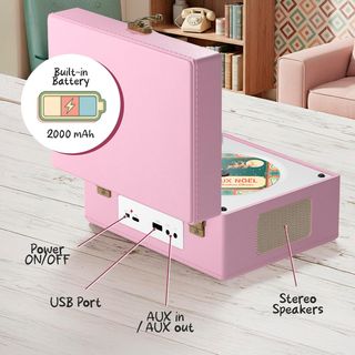 Lettore CD Klim MP3 USB BT Rosa Ricaricabile