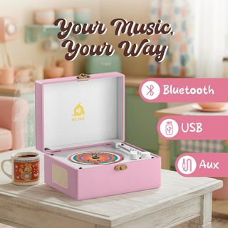 Lettore CD Klim MP3 USB BT Rosa Ricaricabile