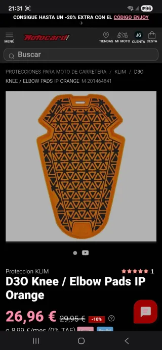 PROTECCIONES CODO MOTO nivel 1