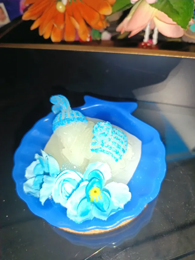 Decoración Cera Azul y Blanca