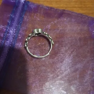 Anello cuore rosso argento con rose