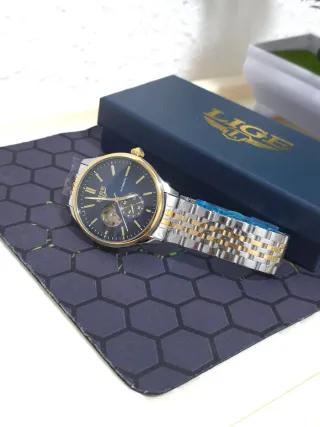 Reloj LIGE Automático Hombre Azul Dorado