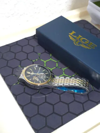 Reloj LIGE Automático Hombre Azul Dorado