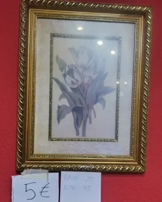 Cuadro Decorativo Flores Tulipanes Dorado