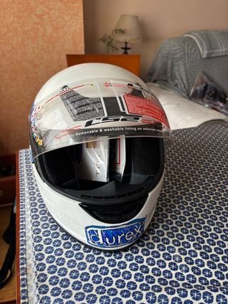 Casco Moto LS2 Talla L Blanco Azul sin estrenar