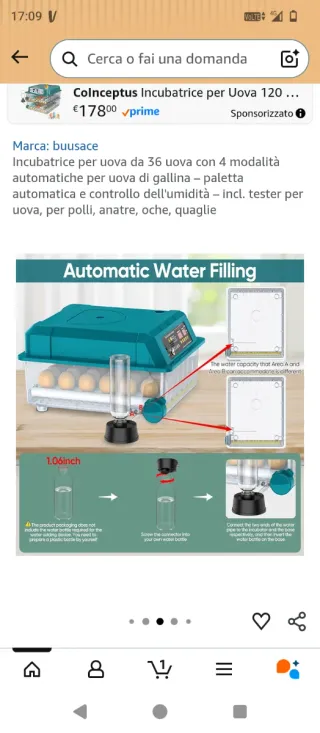 Incubatrice automatica 36 uova con accessori