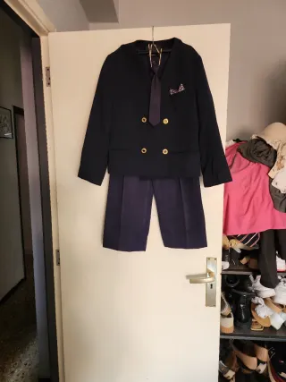 Traje comunión niño azul y dorado