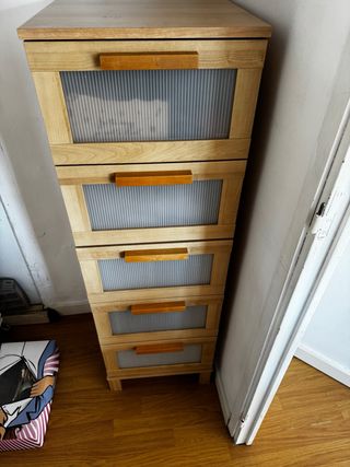 Cómoda 6 cajones madera y plástico