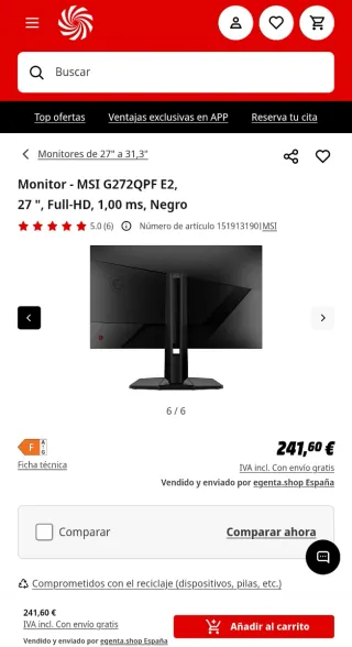 Monitor MSI G272QPF E2 27 WQHD 180Hz