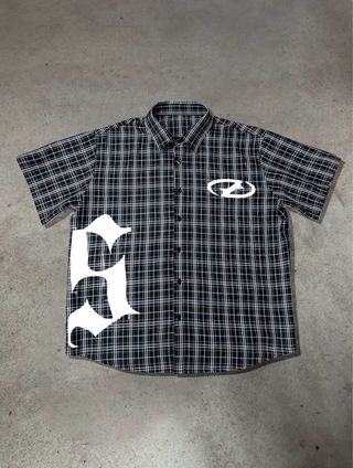 Camisa oversize cuadros blanco y negro