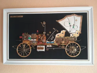 Cuadro Coche Vintage Materiales Reciclados