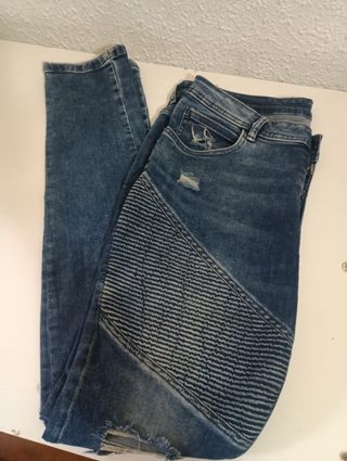 Vaqueros Biker Hombre Azules Rotos Talla M