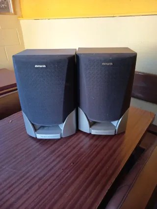 Altavoces Aiwa Negros y Plateados