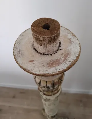 Lámpara de pie vintage madera y tela