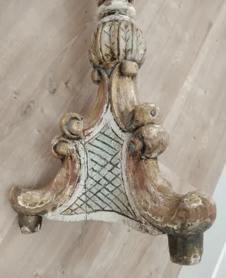 Lámpara de pie vintage madera y tela