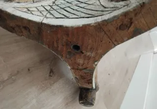 Lámpara de pie vintage madera y tela