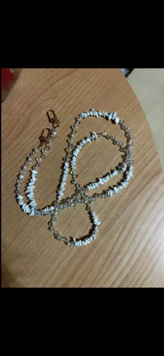 Collana/Cintura/Bracciale Perline Argento Bianco