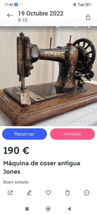 Máquina de coser antigua Jones