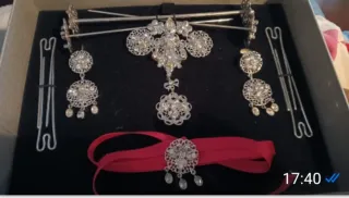 Traje de Fallera verde y rosa