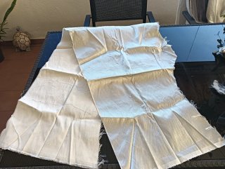 Traje de Fallera verde azulado y rosa