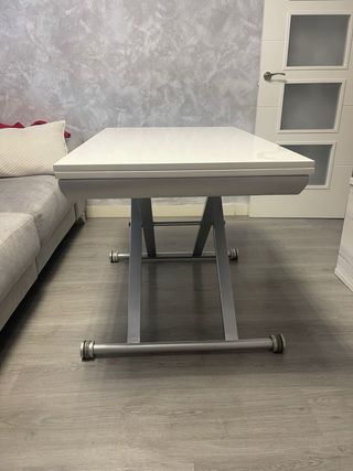 Mesa centro elevable blanca lacada