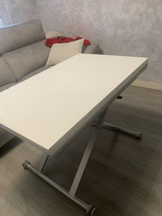 Mesa centro elevable blanca lacada