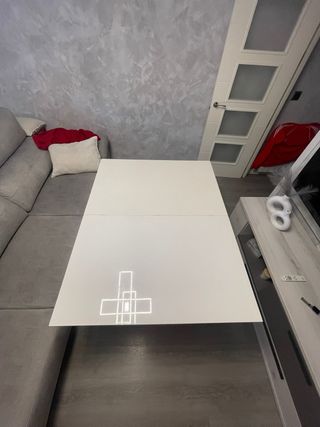 Mesa centro elevable blanca lacada