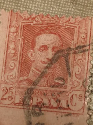 Sello Alfonso XIII España 25 céntimos
