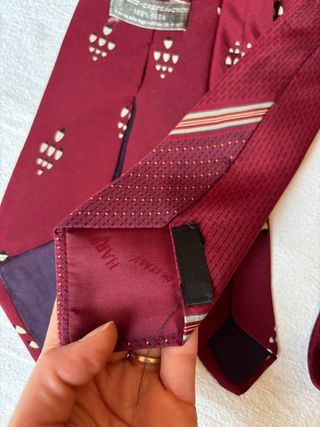 Set 3 cravatte vintage anni 60/70 bordeaux