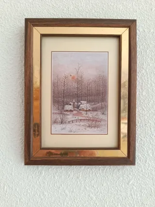 Cuadro de paisaje invernal enmarcado