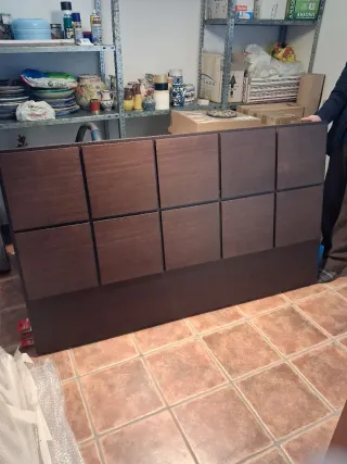 Cabecero y mesillas madera maciza wengué