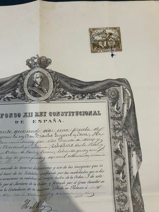 Concesión Orden de Carlos III, 1882, Alfonso XII.