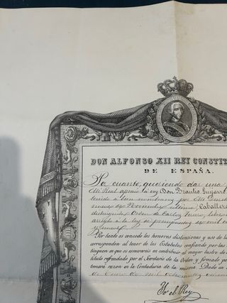 Concesión Orden de Carlos III, 1882, Alfonso XII.