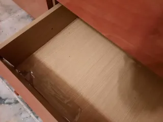 Mueble de comedor madera y cristal