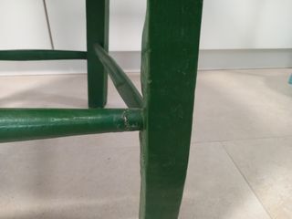 Sillón madera asiento fibra natural verde