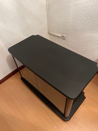 Mueble TV cristal y madera con base giratoria