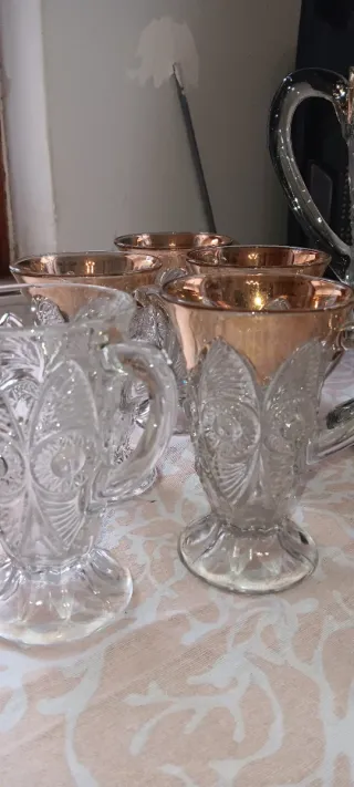 Set Bicchieri e Brocca Oro Trasparente