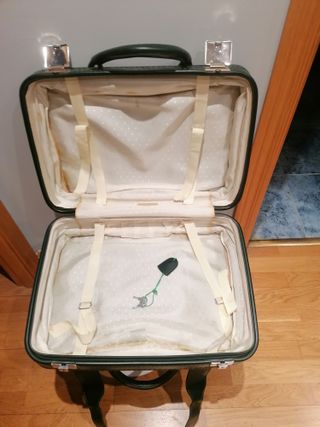 Maleta antigua cuero verde vintage