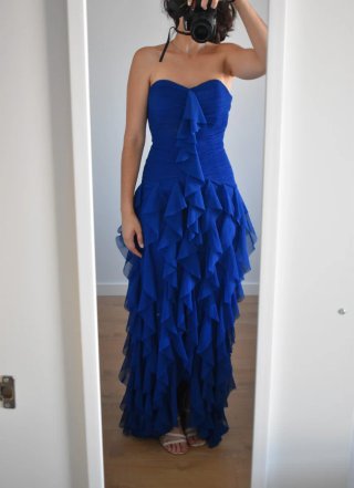 Vestido largo azul invitada