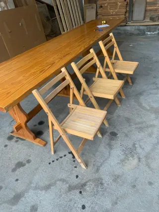 Mesa grande de madera maciza desmontable