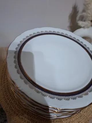 Servizio Piatti Piani Porcellana Vintage 12pz