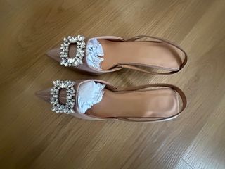 Sandali slingback con tacco e strass